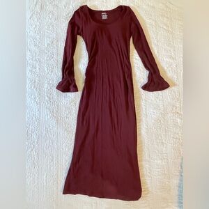 OGL Red Long Sleeve Scoop Neck Gown